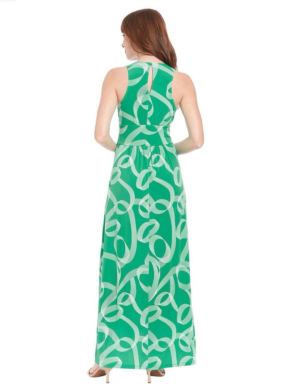 London Times Green & White Geometric Print Maxi Dress size 12 - Picture 2 of 10